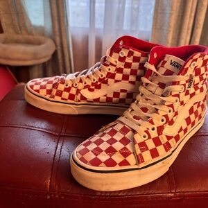 VANs - High top red checkered women’s vans. Size 8.5. Lightly loved, $25